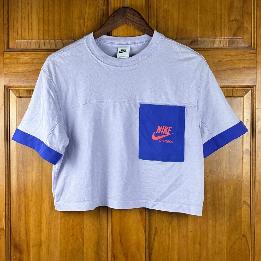 Nike Sportswear Womens Colorblock Pocket Crop Top Tee S Boxy Streetwear Sporty